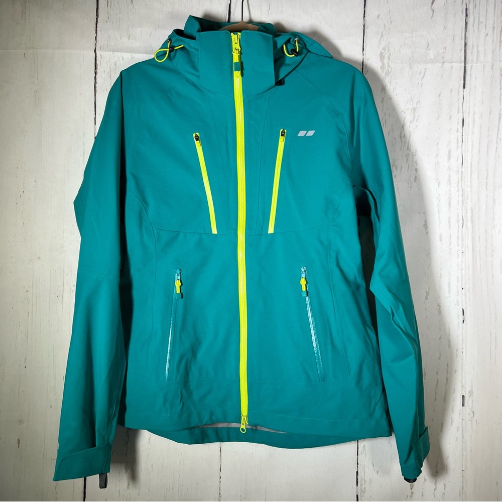Koppen Blue Green Neon Soft Shell Waterproof Outdoor Ski Jacket Size Small EUC